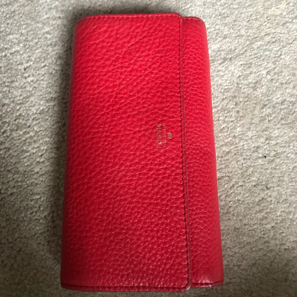 Fossil red leather wallet